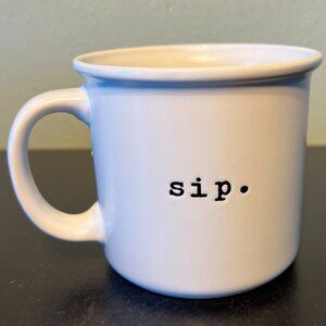 Nicole  Miller NEW YORK White Matte Glaze Mug ~ Typewriter Font Reads, sip.